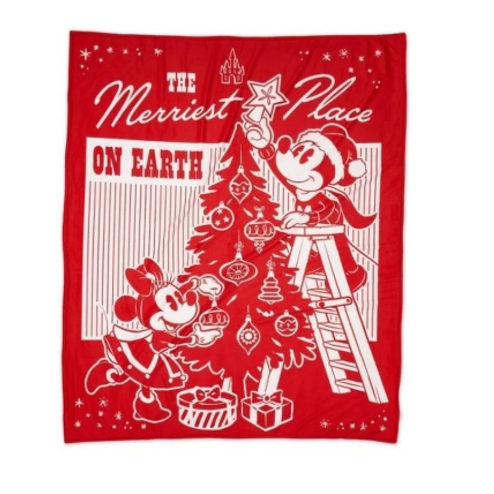 Disney Mickey Mouse and Minnie Holiday Fleece Throw Blanket